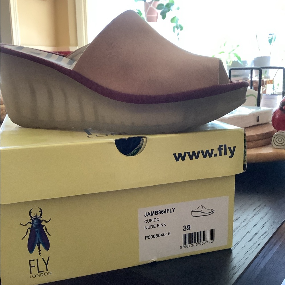 Fly London Nude Pink Wedge Shoes